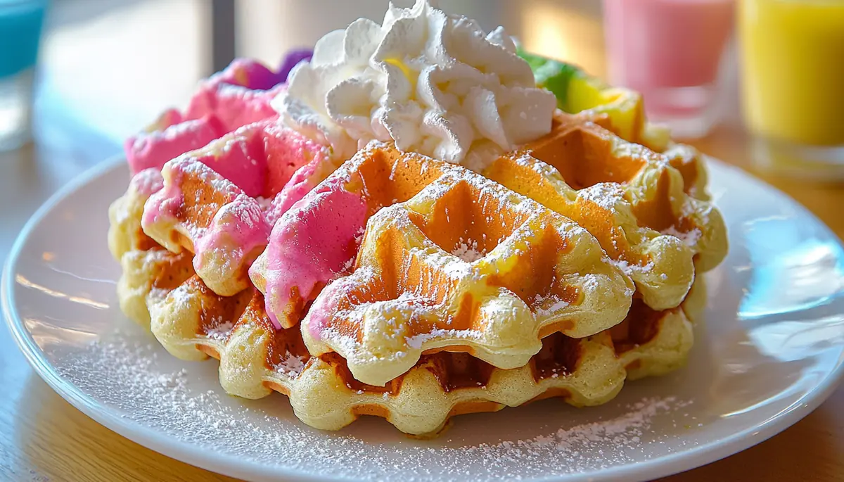 Recette gaufres arc-en-ciel aux fruits exotiques