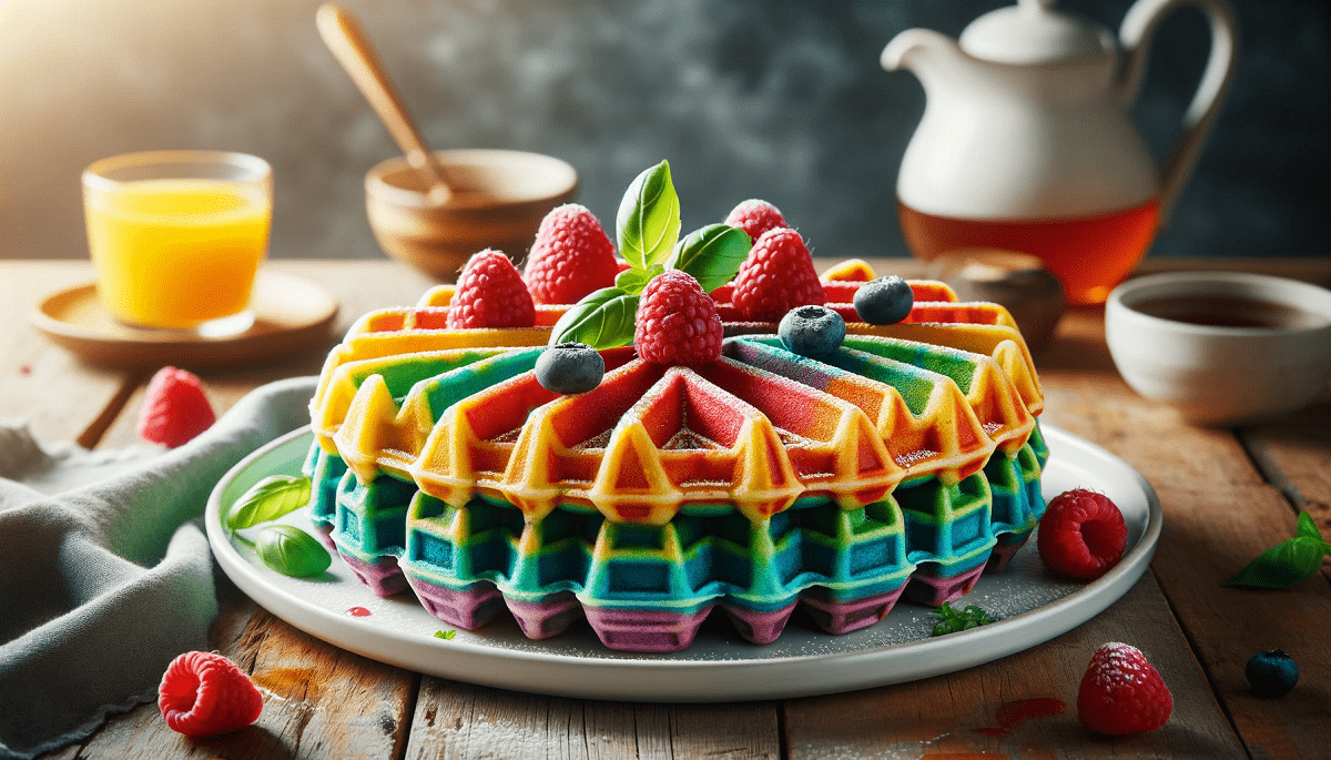 gaufre arc en ciel framboise basilic