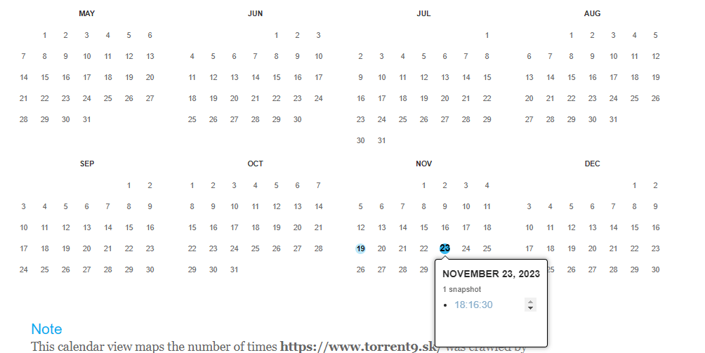 sélectionner date wayback machine pour retrouver torrent9