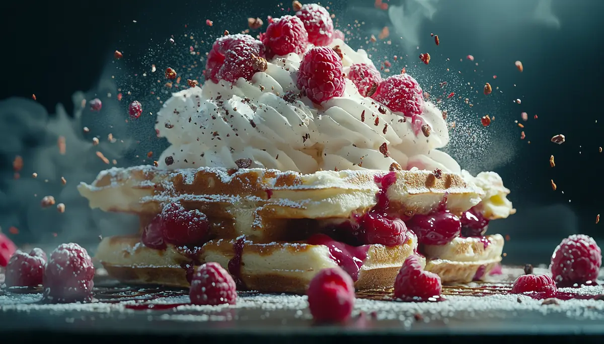 Recette gaufres au chocolat blanc framboises et basilic