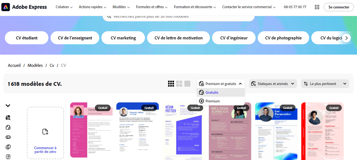 modèle cv gratuit