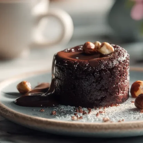 recette Brownie chocolat noir cœur coulant aux noisettes