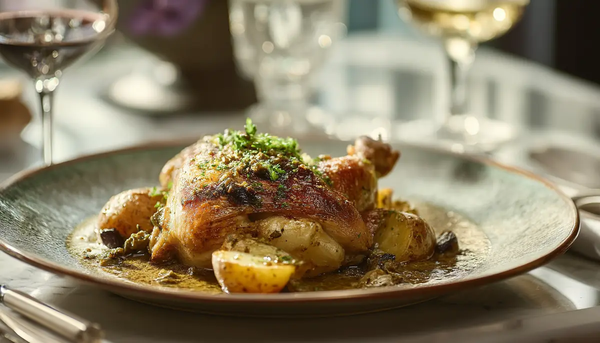 recette Poulet rôti au miel, moutarde et pommes de terre fondantes