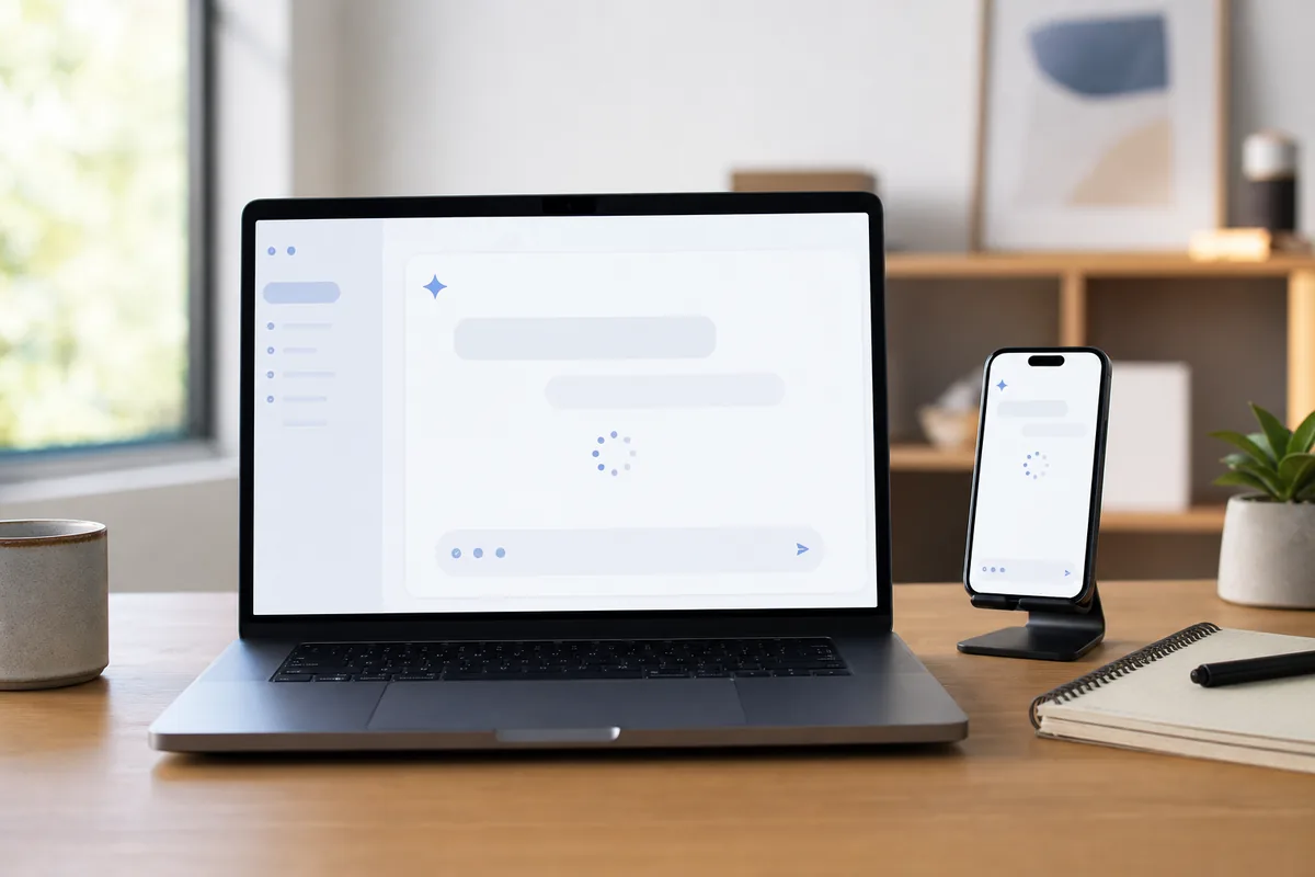 écran Gemini en panne avec interface IA bloquée