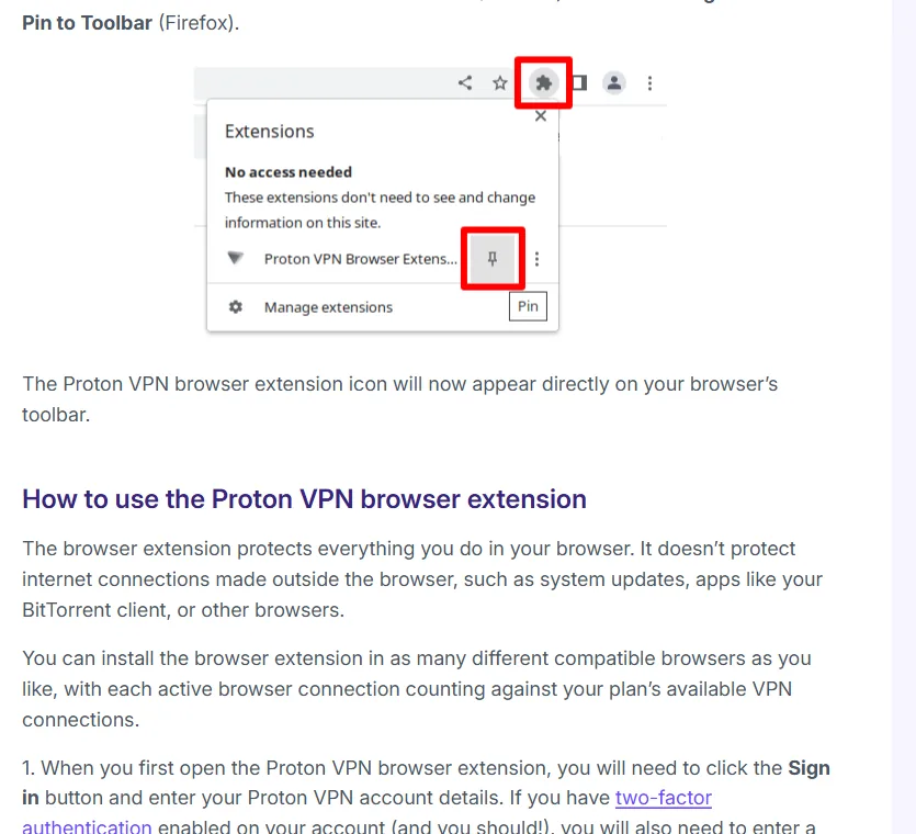 Quick Connect dans l’extension Proton VPN pour Firefox