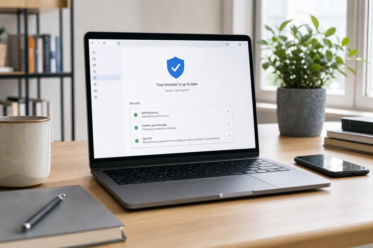 ordinateur affichant une mise à jour de sécurité Chrome