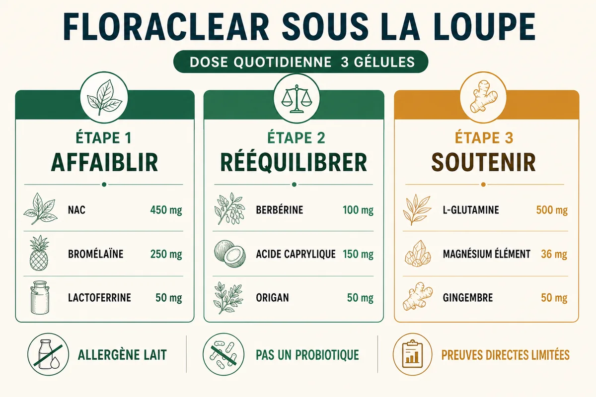 doses quotidiennes des neuf ingrédients de FloraClear