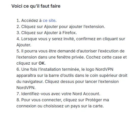 étapes NordVPN pour installer et lancer l’extension Firefox