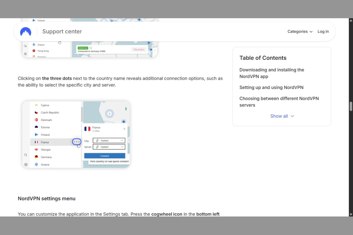 connexion NordVPN à un serveur France proche pour tester MW4