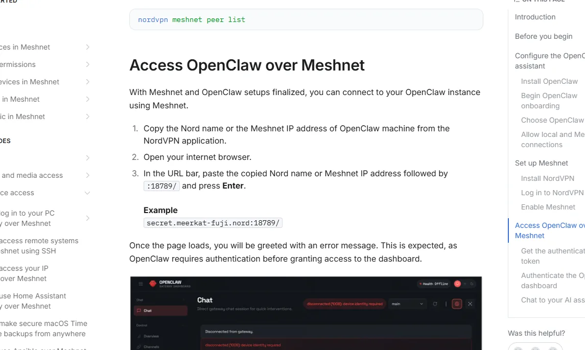 accès au tableau de bord OpenClaw depuis un appareil distant